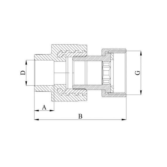Муфта полипропиленовая резьбовая с металлической вставкой и накидной гайкой 32x1 1/4"  сер. HEISSKRAFT, Размер с металлической вставкой и накидной гайкой: 32x1 1/4", Диаметр трубы ППР: 32, фото , изображение 2