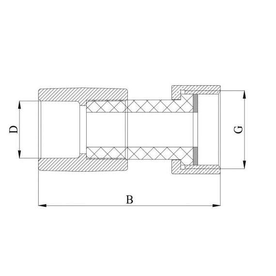 Муфта полипропиленовая резьбовая с накидной гайкой 25x1"  сер. HEISSKRAFT, Диаметр трубы ППР: 25, Размер с накидной гайкой: 25x1", фото , изображение 2