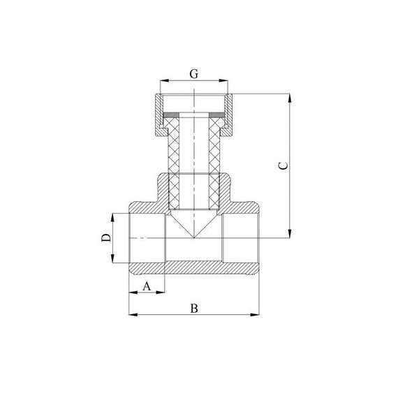 Тройник полипропиленовый с накидной гайкой 20x3/4" сер. HEISSKRAFT, Размер тройника переходного на резьбу: 20x3/4", фото , изображение 2