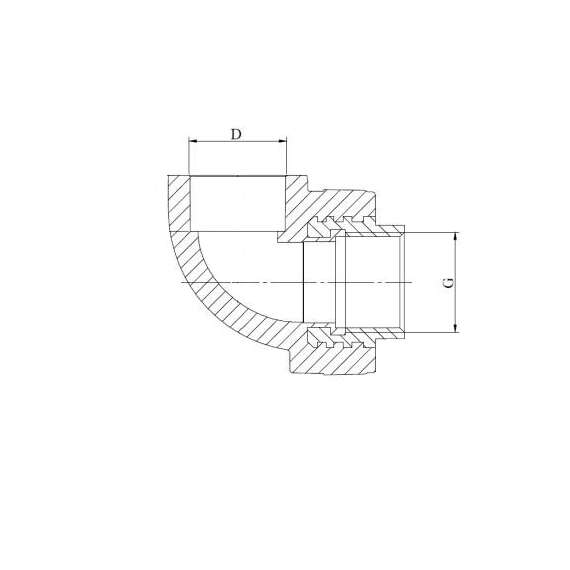 Угол резьбовой полипропиленовый с металлической ВР под ключ 32x1" сер. HEISSKRAFT, фото , изображение 2