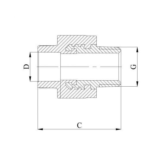 Муфта полипропиленовая резьбовая с металлической НР 20x3/4"  сер. HEISSKRAFT, Диаметр трубы ППР: 20, Размер с металлической НР: 20x3/4", фото , изображение 2