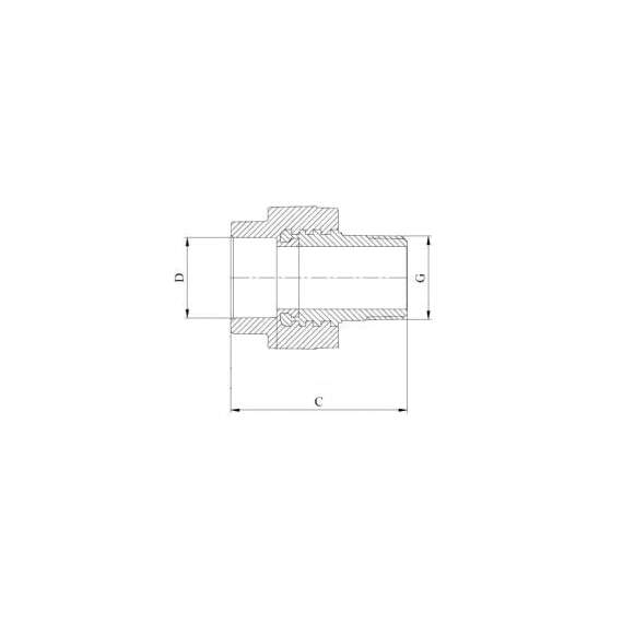 Муфта полипропиленовая резьбовая под ключ с металлической НР 50x1 1/4"  сер. HEISSKRAFT, Диаметр трубы ППР: 50, Размер под ключ с металлической НР: 50x1 1/4", фото , изображение 2