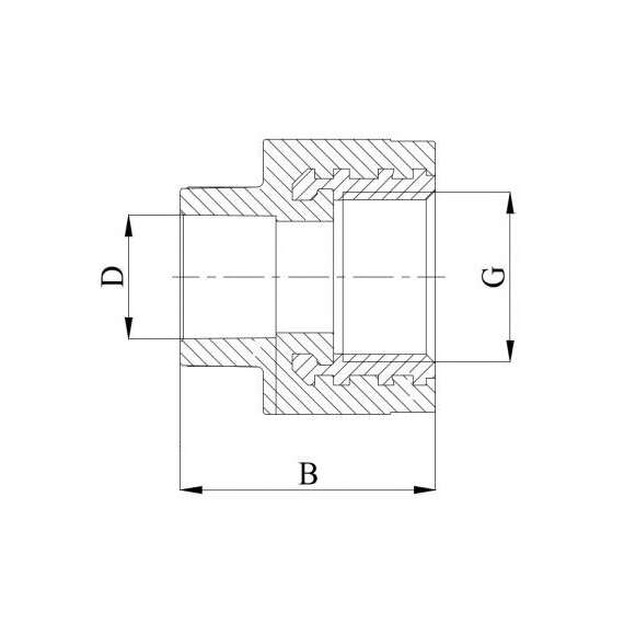 Муфта полипропиленовая резьбовая с металлической ВР 32x1"  сер. HEISSKRAFT, Диаметр трубы ППР: 32, Размер с металлической ВР: 32x1", фото , изображение 2