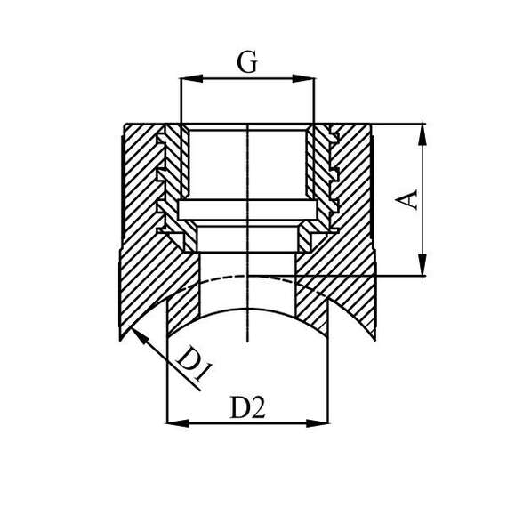Вварное седло с металлической ВР полипропиленовое 50x1/2" сер. HEISSKRAFT, Размер: 50x1/2", Диаметр трубы ППР: 90, фото , изображение 2