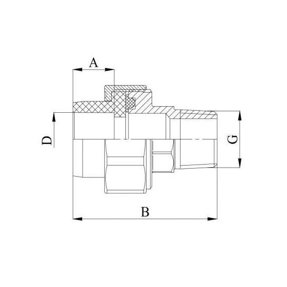 Муфта полипропиленовая разъемная с металлической НР 20x1/2" (под трубу) ЕКО сер. HEISSKRAFT, Диаметр трубы ППР: 20, Размер разъемная с металлической НР: 20x1/2" (под трубу), фото , изображение 2