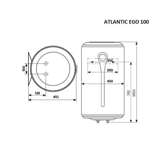 Водонагреватель электрический ATLANTIC EGO 100 V, фото , изображение 2