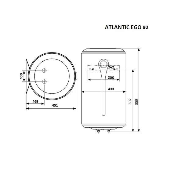 Водонагреватель электрический ATLANTIC EGO 80 V, фото , изображение 2