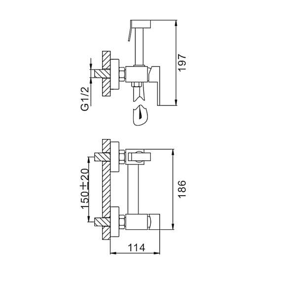 Гигиенический душ со смесителем F7504-5 FRAP, фото , изображение 2