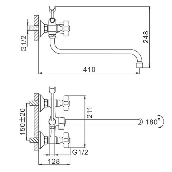 Смеситель для ванны F2618 FRAP, фото , изображение 2