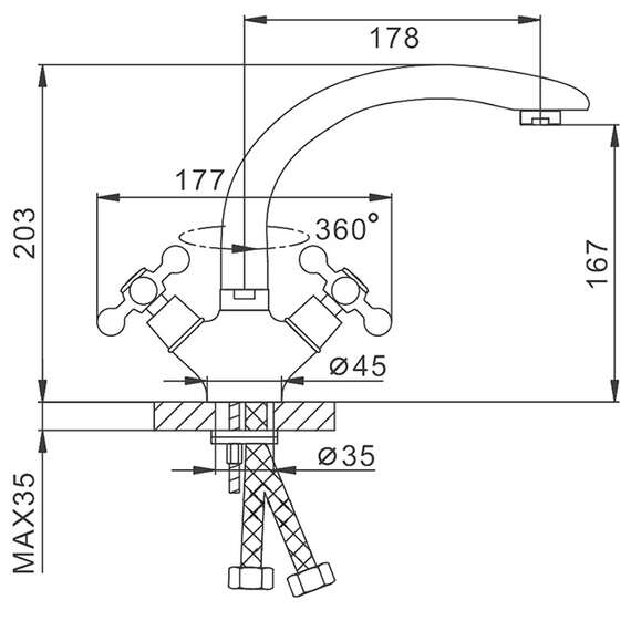Смеситель для кухни F4408 FRAP, фото , изображение 2