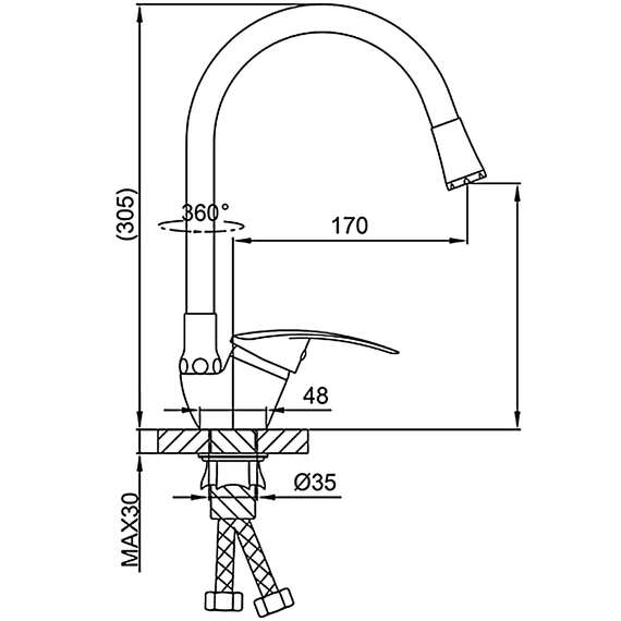 Смеситель для кухни R40055-3 FRUD, фото , изображение 3