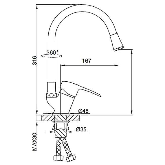 Смеситель для кухни R41055-4 FRUD, фото , изображение 3