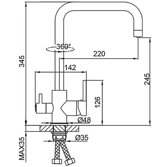 Смеситель для кухни R43054 FRUD, фото , изображение 3