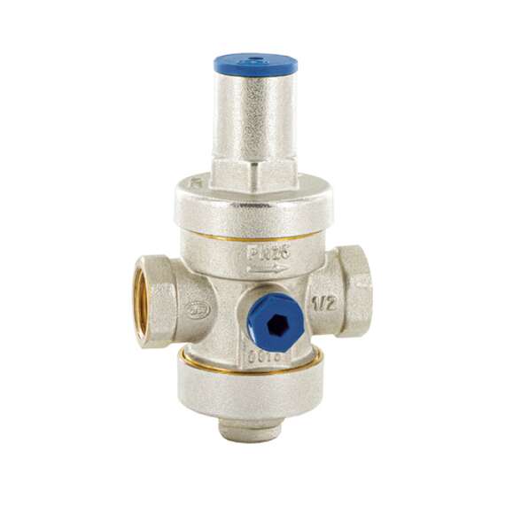 Редуктор давления поршневой PN25, никель (аналог VT.086.NH.08) 1 1/2" 1-5,5 бар VALTEC, Диаметр подключения редуктора: 1 1/2", фото 