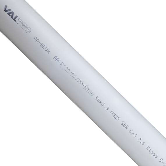 Труба полипропиленовая Ф50x8.3 PN25 бел. алюминий VALTEC, Диаметр трубы ППР: 50, фото , изображение 3