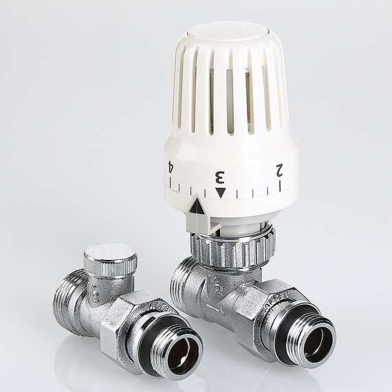 Комплект терморегулирующего оборудования для радиатора прямой c переходом на "евроконус" 1/2" VALTEC, фото , изображение 2