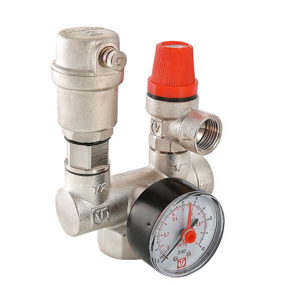 Группа безопасности котла (c манометрами 0-4 бар) 1" VALTEC, фото 