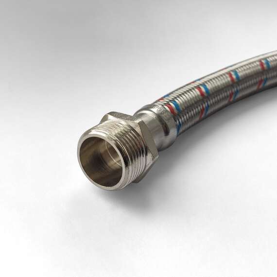 Гибкая подводка для воды "Гигант" 40см G3/4"ВР-G3/4"НР латунная гайка AQUALINE, Длина гибкой подводки (см): 40, фото , изображение 2