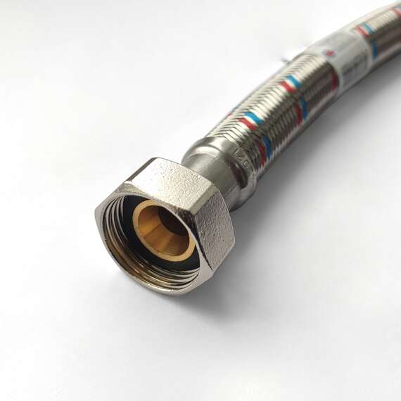 Гибкая подводка для воды "Гигант" 30см G3/4"ВР-G3/4"ВР латунная гайка AQUALINE, Длина гибкой подводки (см): 30, фото , изображение 2