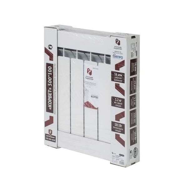 Радиатор алюминиевый Русский Радиатор КОРВЕТ 500/100 14 секц., Количество секций: 14, фото , изображение 2