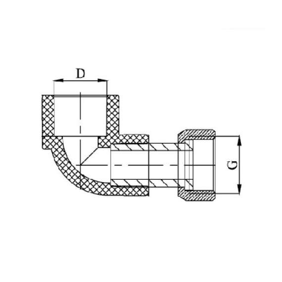 Угол резьбовой полипропиленовый с накидной гайкой 25x3/4" сер. HEISSKRAFT, Размер с накидной гайкой: 25x3/4", Диаметр трубы ППР: 25, фото , изображение 2