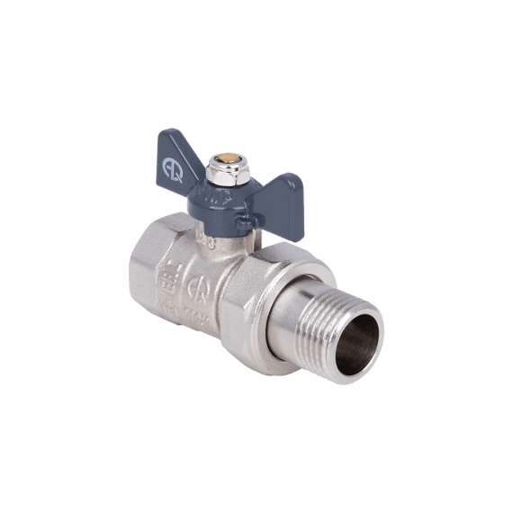 Кран шаровой AQUALINK со сгоном ВР-НР  3/4" бабочка, Размер запорной арматуры: 3/4", фото 