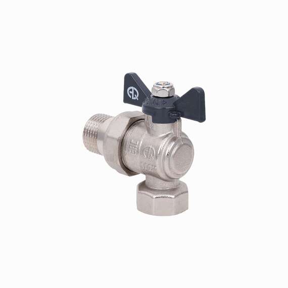 Кран шаровой AQUALINK угловой со сгоном ВР-НР  3/4" бабочка, Размер запорной арматуры: 3/4", фото 