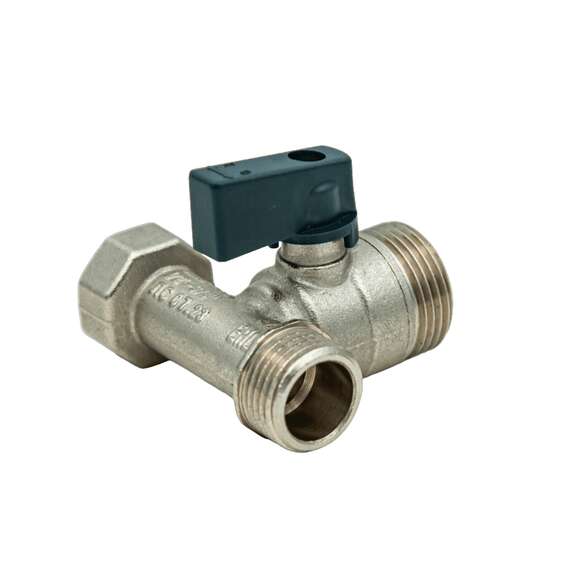 Кран шаровой AQUALINK тройник для подключения сантехнических приборов 1/2"x3/4"x1/2" ручка, фото 