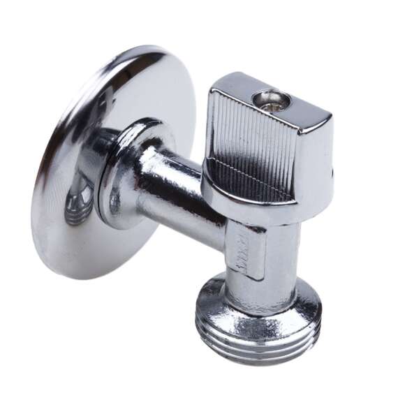 Кран шаровой AQUALINK угловой для подключения сантехнических приборов 1/2"x3/4" ручка, фото 