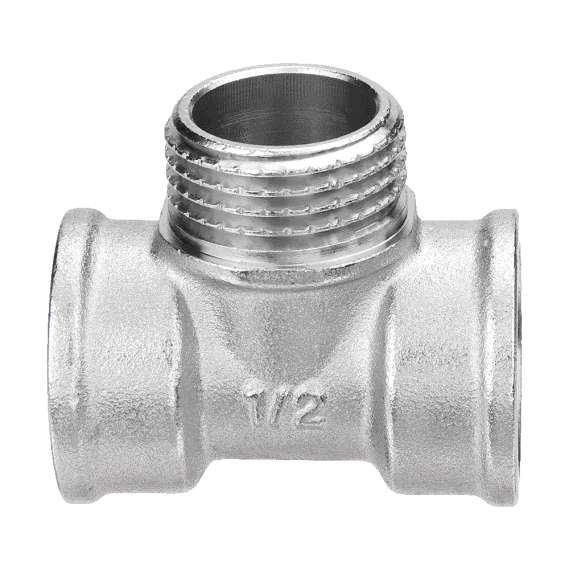 Тройник переходной ВР-НР-ВР никель 1/2" AQUALINK, фото , изображение 2