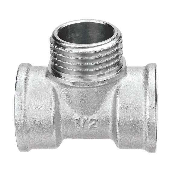 Тройник переходной ВР-НР-ВР никель 3/4"x1/2"x3/4" AQUALINK, фото , изображение 2