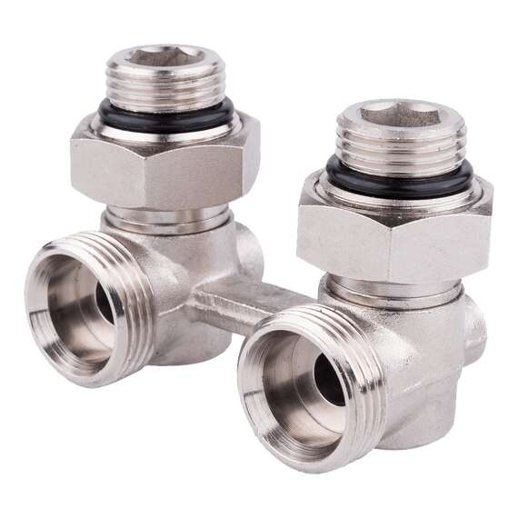Узел для нижнего подключения радиатора угловой 1/2"х3/4 "евроконус" AQUALINK, фото 
