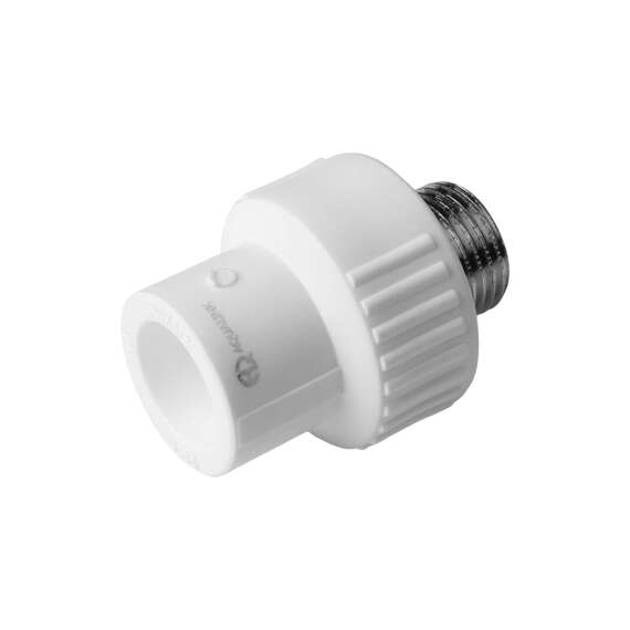 Муфта полипропиленовая резьбовая с металлической НР 25x3/4"  бел. AQUALINK, Диаметр трубы ППР: 25, Размер с металлической НР: 25x3/4", фото , изображение 2