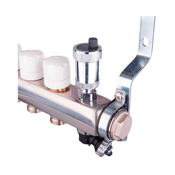 Коллекторная группа из нерж. стали с расходомерами и дренажным краном 1",10x3/4" AQUALINK, Диаметр коллектора: 1", Количество выходов: 10, фото , изображение 5