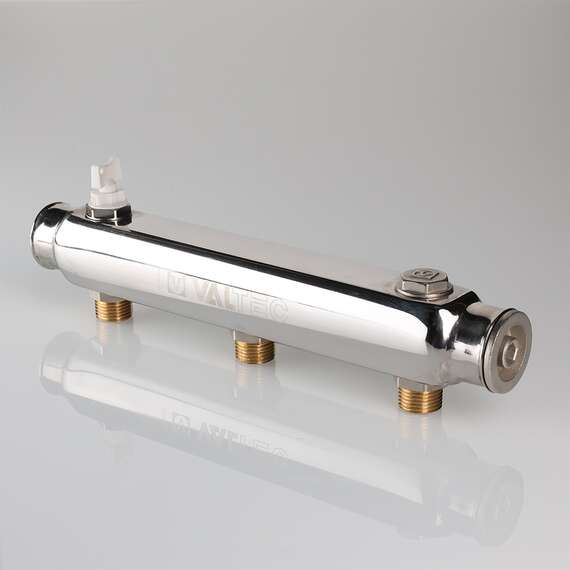 Коллектор НР из нерж. стали с МО расстоянием выходов 100 мм 1",5x1/2" VALTEC, Диаметр коллектора: 1", Количество выходов: 5, фото , изображение 3