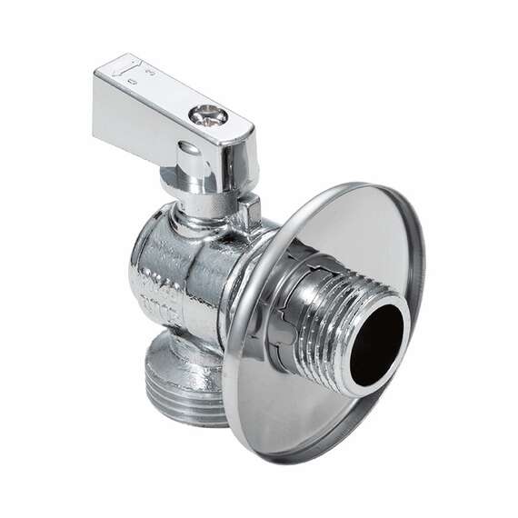 Кран шаровой AQUALINK угловой для подключения сантехнических приборов 1/2"x3/4" флажок, Размер запорной арматуры: 1/2"x3/4", фото 