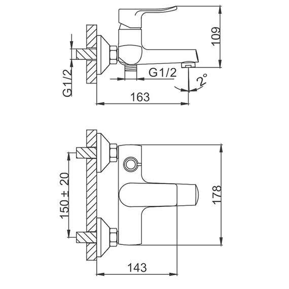 Смеситель для ванны R32101 FRUD, фото , изображение 2