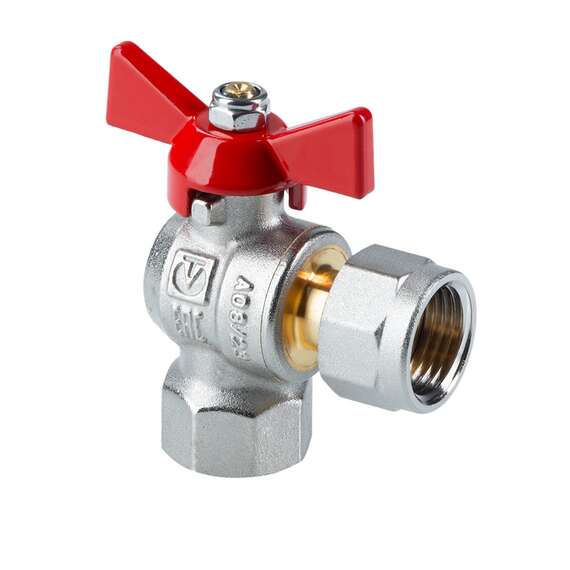 Кран шаровой VALTEC угловой с накидной гайкой  1/2" бабочка, Размер запорной арматуры: 1/2", фото 