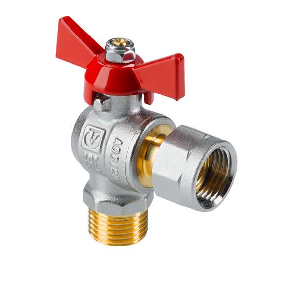 Кран шаровой VALTEC угловой с накидной гайкой и НР 1/2" бабочка, фото 