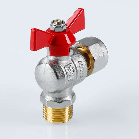Кран шаровой VALTEC угловой с накидной гайкой и НР 1/2" бабочка, фото , изображение 4