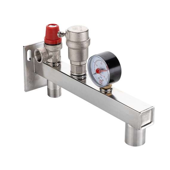 Группа безопасности из нержавеющей стальная консольная (с манометрами 0-4 бар)   VALTEC, фото 