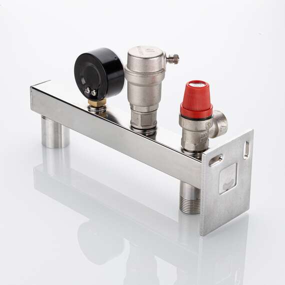 Группа безопасности из нержавеющей стальная консольная (с манометрами 0-4 бар)   VALTEC, фото , изображение 3