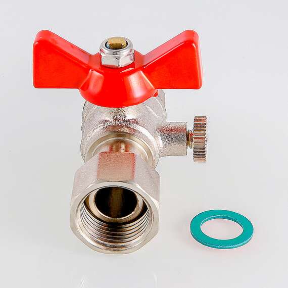 Кран шаровой VALTEC для подключения манометра с наружной резьбой 1/2"х3/8" бабочка, Размер запорной арматуры: 1/2"х3/8", фото , изображение 2