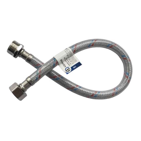 Гибкая подводка для воды с ПВХ покрытием 30см G1/2"ВР-G1/2"НР AQUALINE, Длина гибкой подводки (см): 30, фото 