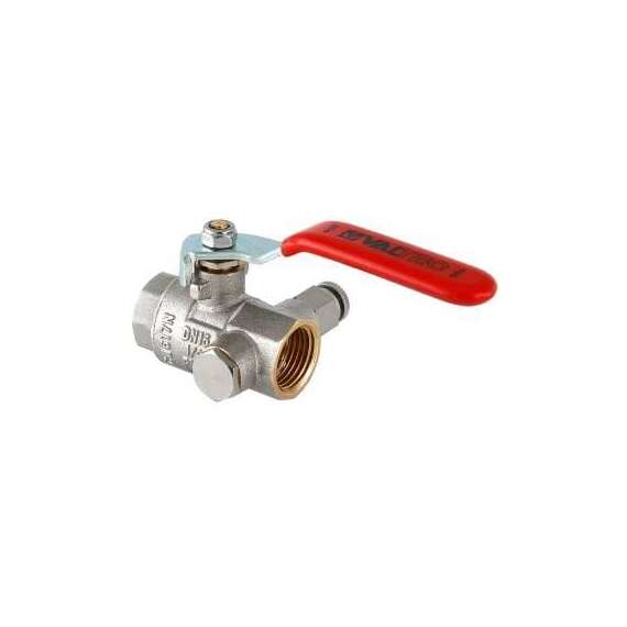 Кран шаровой VALTEC с дренажем и воздухоотводчиком 1/2" ручка, фото 