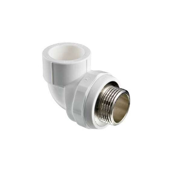 Угол резьбовой полипропиленовый с металлической НР 20x3/4" бел. VALTEC, фото 