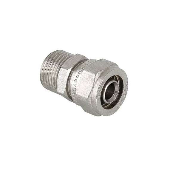 Муфта МП обжимная с НР 16x1/2" VALTEC, Диаметр трубы МП: 16, Размер муфты с резьбой: 16x1/2", фото 