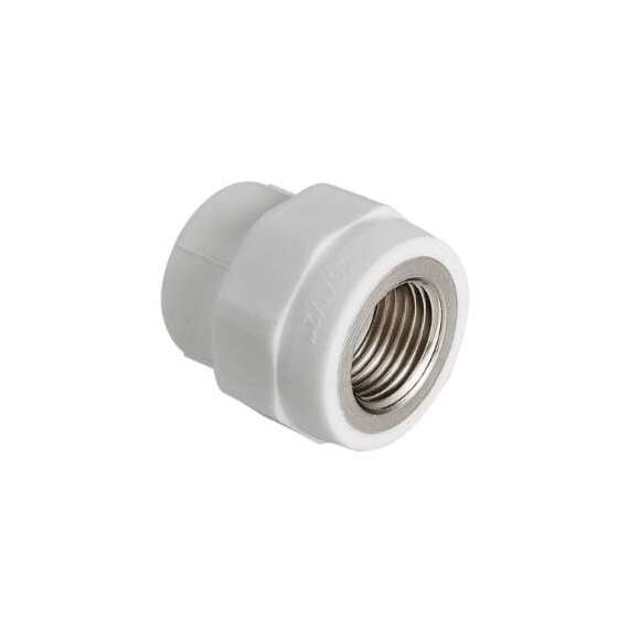 Муфта полипропиленовая резьбовая с металлической ВР 25x1/2"  бел. VALTEC, Диаметр трубы ППР: 25, Размер с металлической ВР: 25x1/2", фото 