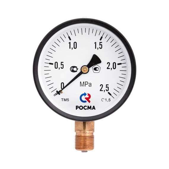 Манометр ТМ-510Р Ду 100 с нижним подключением 1/2" 0-10 бар РОСМА, фото 