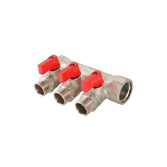 Коллектор НР с отсекающими кранами  3/4",3x1/2" VALTEC, фото 
